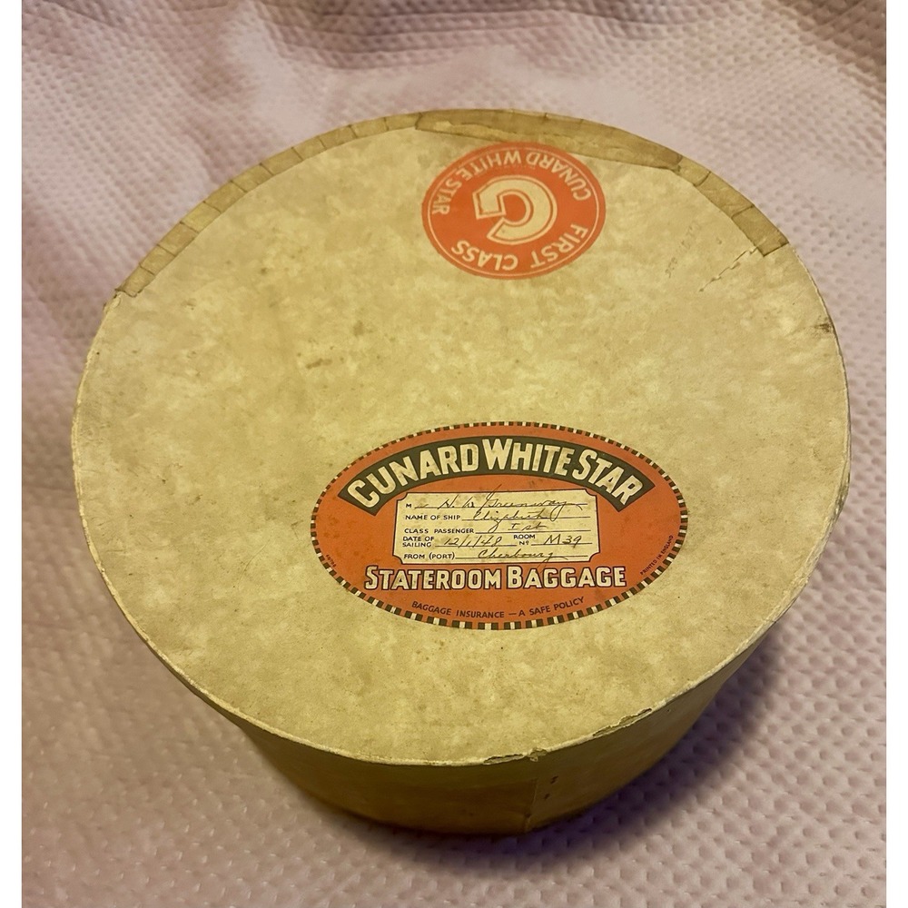 Cunard White Star Line Stateroom Baggage Hat Box not From Titanic but Same Line
